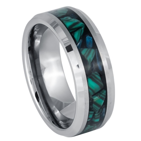 Malachite Inlay Tungsten Ring by Josef Elias
