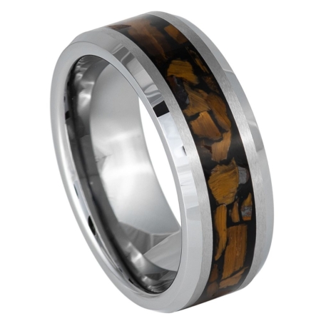 Tiger Eye Tungsten Wedding Ring