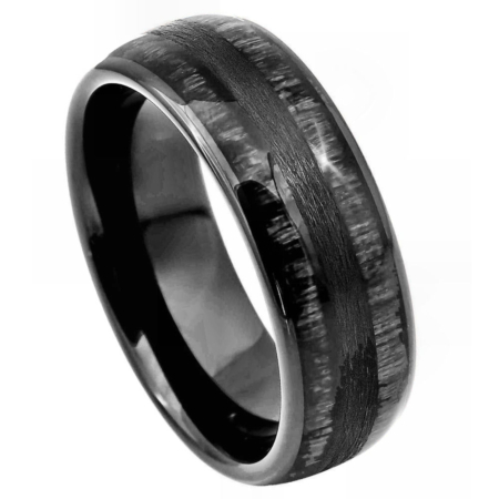 Black IP with Black Wood Tungsten Ring by Josef Elias