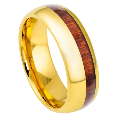 Yellow IP Tungsten Ring Koa Wood Josef Elias