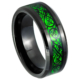Green Celtic Dragon Black IP Tungsten Ring by Josef Elias