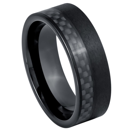 Carbon Fiber Black IP Tungsten Ring by Josef Elias