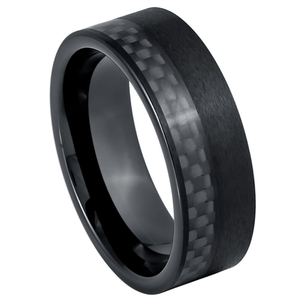 Carbon Fiber Black IP Tungsten Ring by Josef Elias