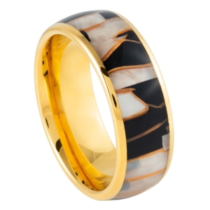Inlay Yellow Gold Tungsten Ring by Josef Elias