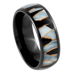 Inlay Black Gold Tungsten Ring by Josef Elias