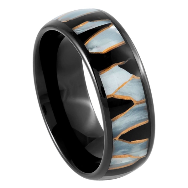 Inlay Black Gold Tungsten Ring by Josef Elias
