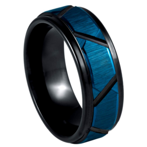 Unique Pattern Wedding Band Trapezoid Tungsten