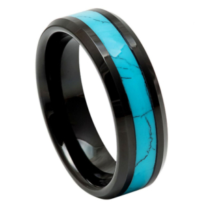 Turquoise and Black Tungsten Ring Josef Elias