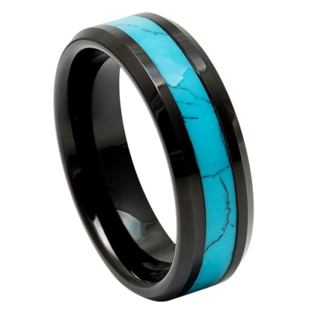 Turquoise and Black Tungsten Ring Josef Elias