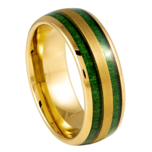 Wood Tungsten Ring Green and Yellow Josef Elias
