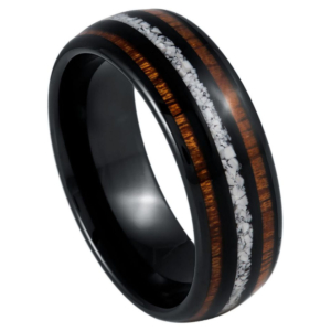 Wood and Turquoise Unique Tungsten Ring Josef Elias