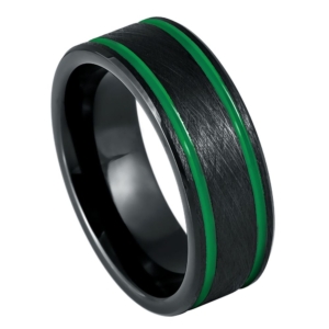 Josef Elias Black and Green Tungsten Ring