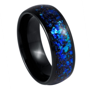 Blue Opal Inlay Tungsten Ring