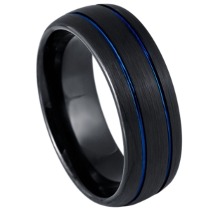 Black and Blue Tungsten Ring