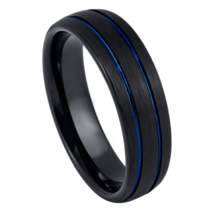 Black and Blue IP Tungsten Ring