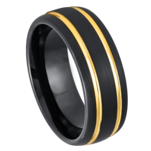 Josef Elias Black and Yellow IP Tungsten Ring 8mm
