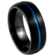 Domed Black and Blue Tungsten Ring 8mm