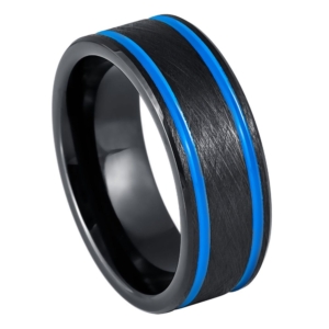 Josef Elias Black and Blue Tungsten Ring